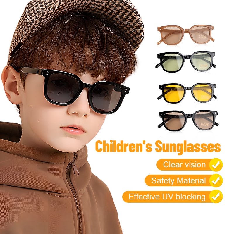 แว่นกันแดดเด็กทรงสี่เหลี่ยมเกาหลีอินเทรนด์ UV400 Protection แว้นตาเด็ก สําหรับเด็กชายและเด็กหญิง