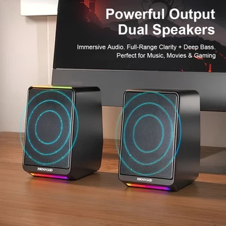 MeeGoo สำหรับคอมพิวเตอร์ เสียงสเตอริโอ 3D ที่มีเสียงใหญ่และเบสหนัก พร้อมไฟ LED RGB มีสีสัน