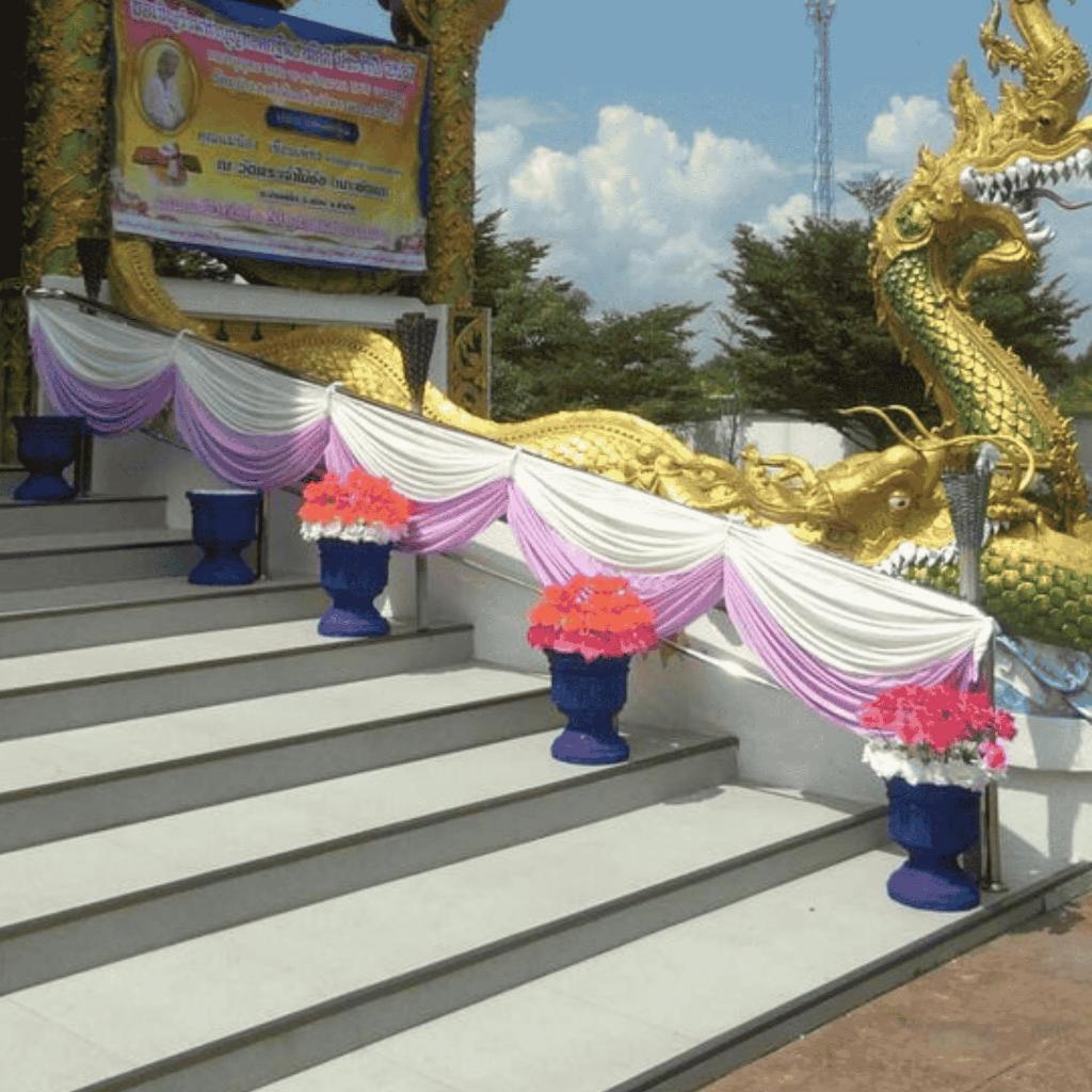 ผ้าประดับตกแต่งสถานที่  ติดราวบันได ติดรั้ว  ผ้าประดับสำเร็จรูป  สองสีทูโทน สินค้าพร้อมส่งผลิตงาน TH - รูปที่ 6