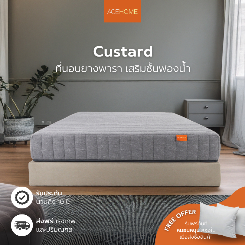 ZEN Collection ที่นอน ที่นอนยางพารา เสริมชั้นฟองน้ำวิทยาศาสตร์ หนา 8 นิ้ว CUSTARD ขนาด 3.5ฟุต 5ฟุต 6