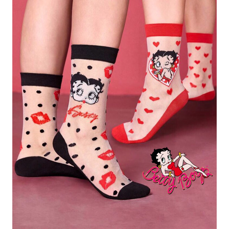 ❤️‍🔥พร้อมส่ง🇹🇭 ถุงเท้า Betty Boop™️ ซีทรู สำหรับผู้หญิง