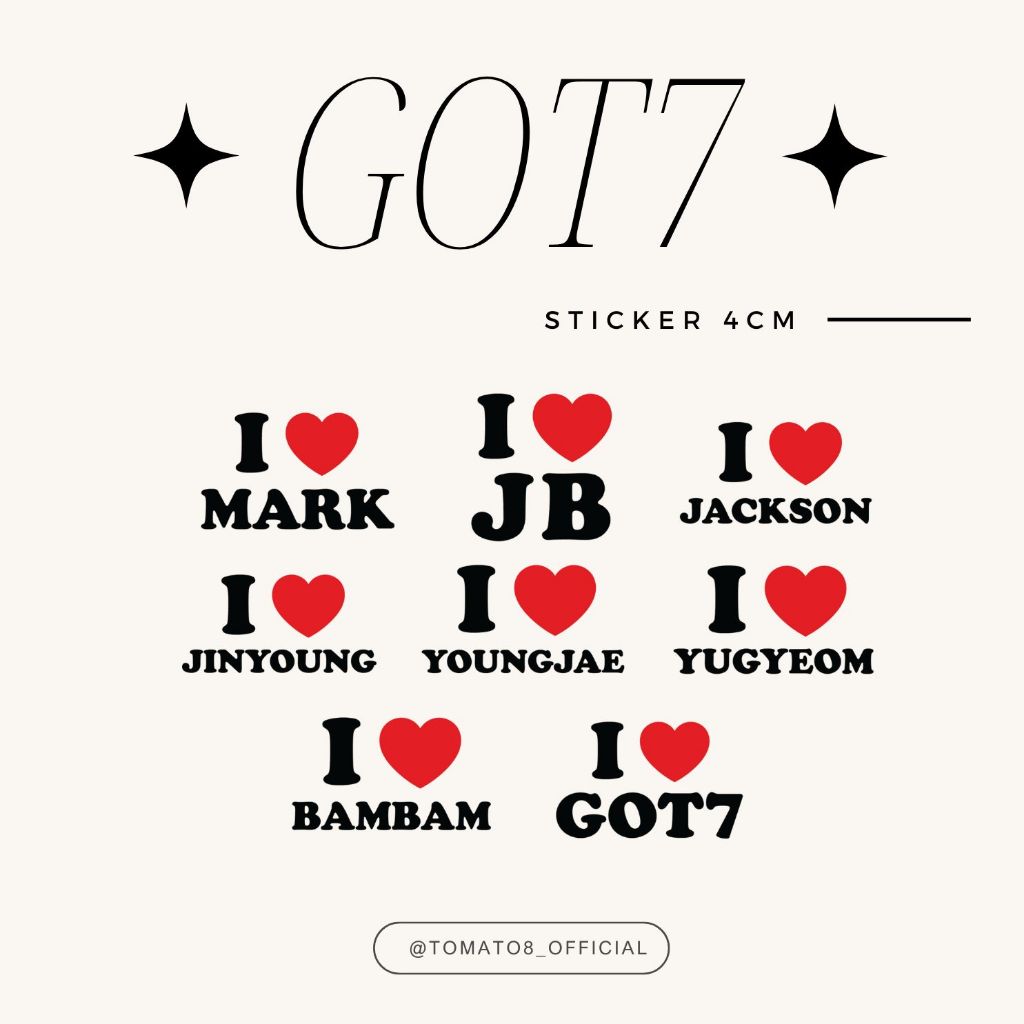 [Tomato8] STICKER i love 4cm ขนาดเล็ก 4 เซนติเมตร (1ชิ้น)