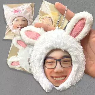 พวงกุญแจสกรีนรูปหน้าใส่หมวกการ์ตูน ของขวัญสุดพิเศษ