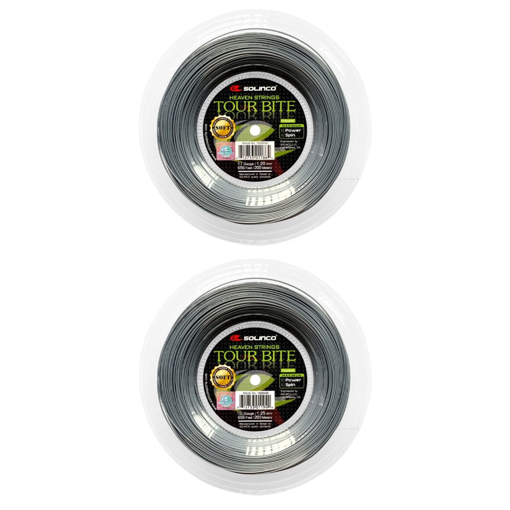 Solinco เอ็นไม้เทนนิสแบ่งขาย Tour Bite Soft 16L/1.25mm , 17/1.20mm Tennis String Reel | Silver (2แบบ