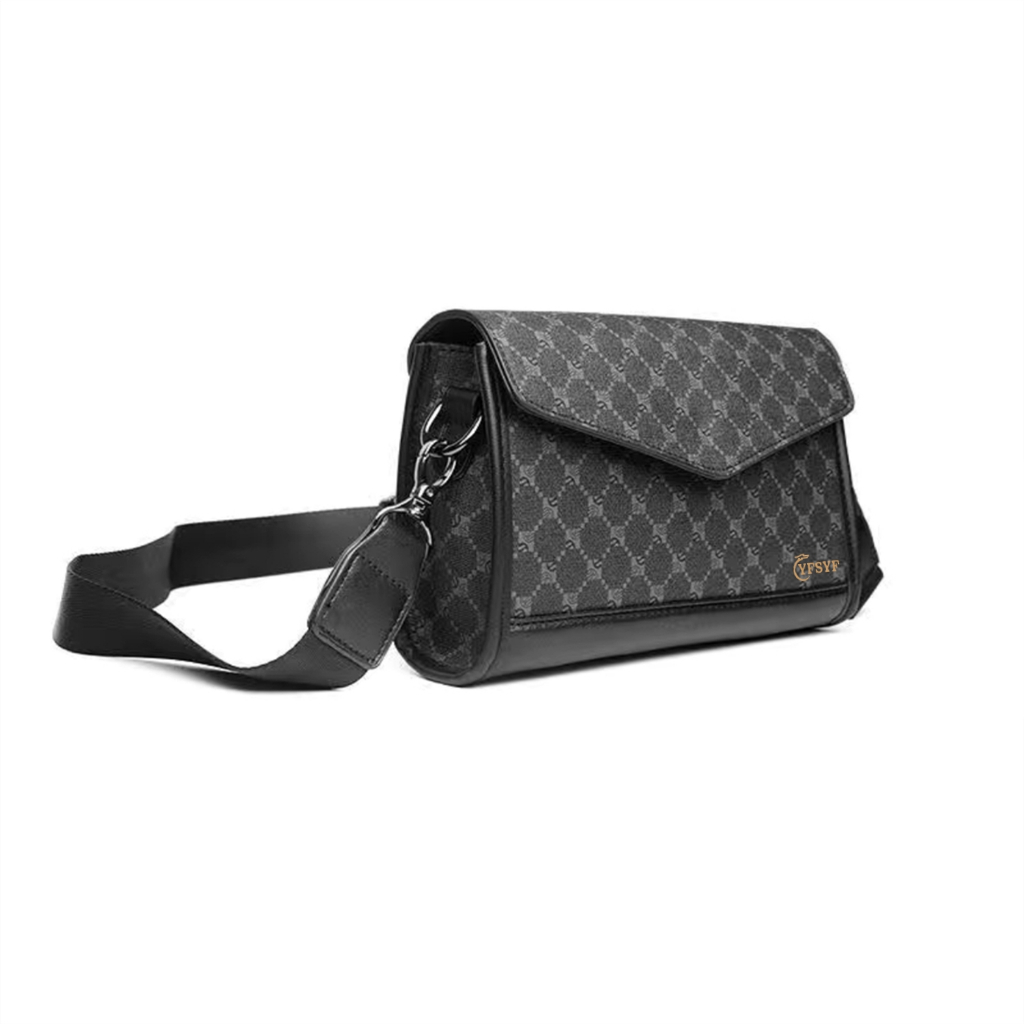 กระเป๋าคาดอก Clutch กระเป๋าธุรกิจ สีดำ ลายสก๊อต