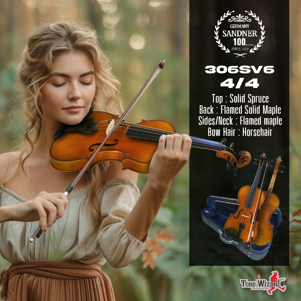 Sandner แซนเนอร์ ไวโอลิน Violin+BowCaseRosin รุ่น 306 – SV6 SA106 ขนาด 4/4 (12500)