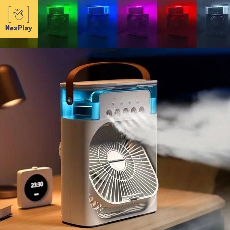 Nex Play 4in1 พัดลม พัดลมไอเย็น พัดลมUSB พัดลมพกพา พัดลมเย็น พัดลมไอเย็น เติมน้ำได้ ลมเย็นชุ่มชื้น ความชื้นเย็น ไฟ LED 7