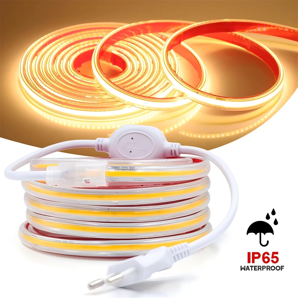 220v COB LEDstrip, ไฟ RA90, IP65 ความหนาแน่นสูง, กันน้ํา, ฉีด, LED, ไฟ LED ยืดหยุ่น