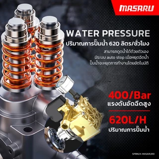 MASARU High Pressure Washer เครื่องฉีดน้ำแรงดันสูง 400 บาร์ เครื่องฉีดน้ำแรงดันสูง ล้างรถ ล้างบ้าน