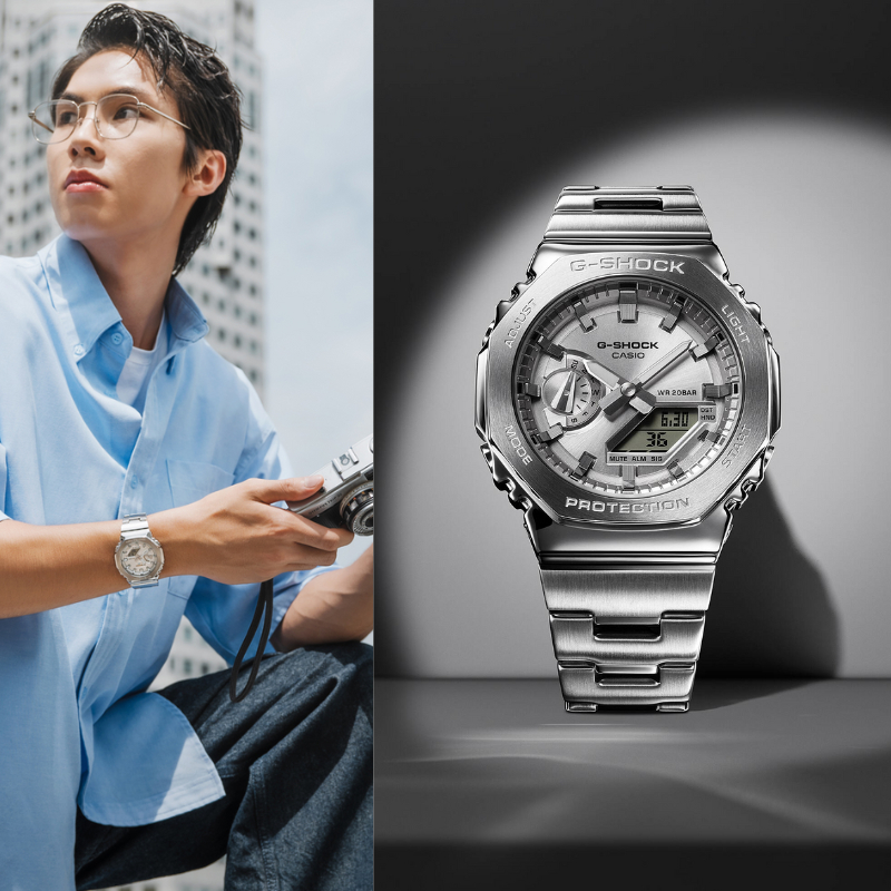 นาฬิกาข้อมือ G-STEEL GM-2110D-7A  สายเลท มี 5 สี  ดีไซน์สวย