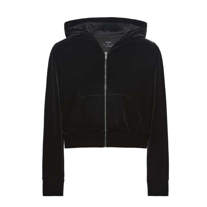 oysho crop jacket-black
