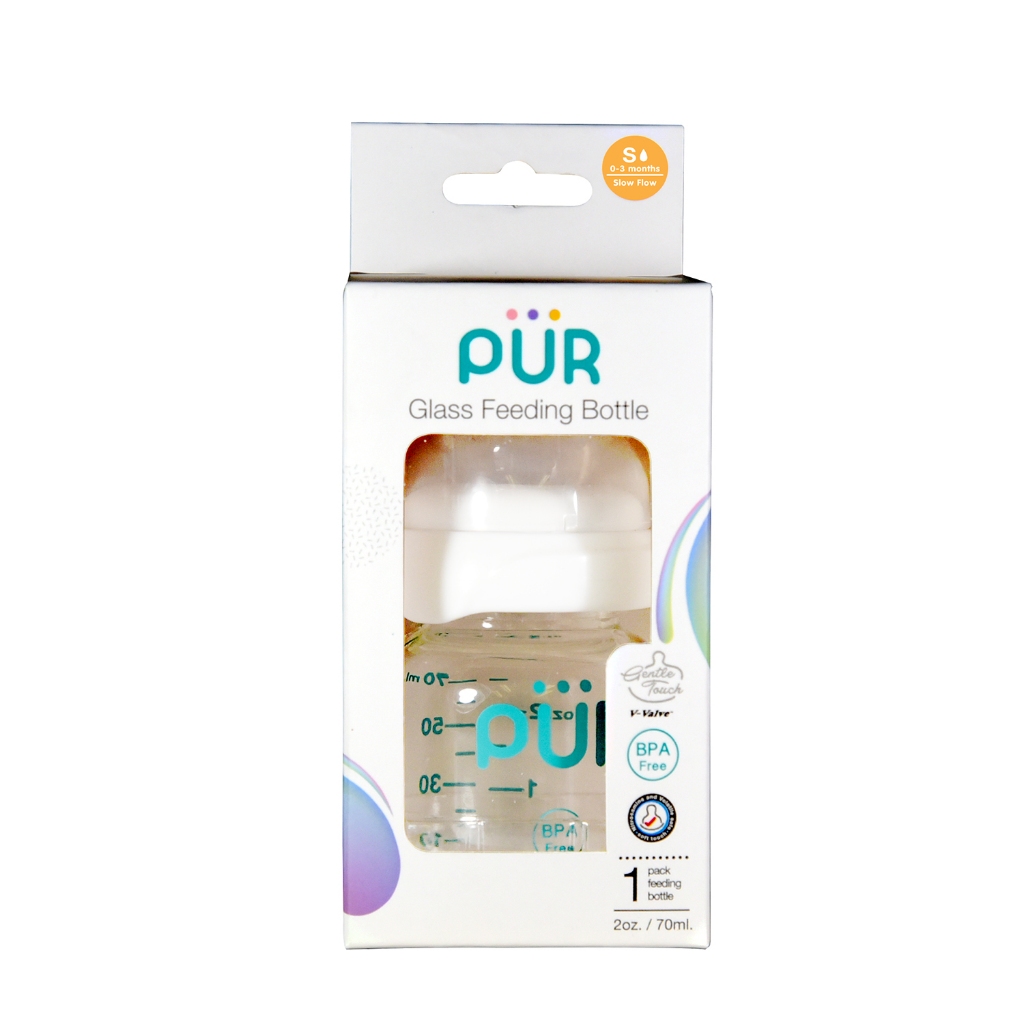 Pur Glass Feeding Bottle ขวดนมแก้วเพียว โปร่งใส คุณภาพสูง ทนความร้อนที่เกิดจากกระบวนการฆ่าเชื้อได้สูงถึง 120 องศา — صورة 3