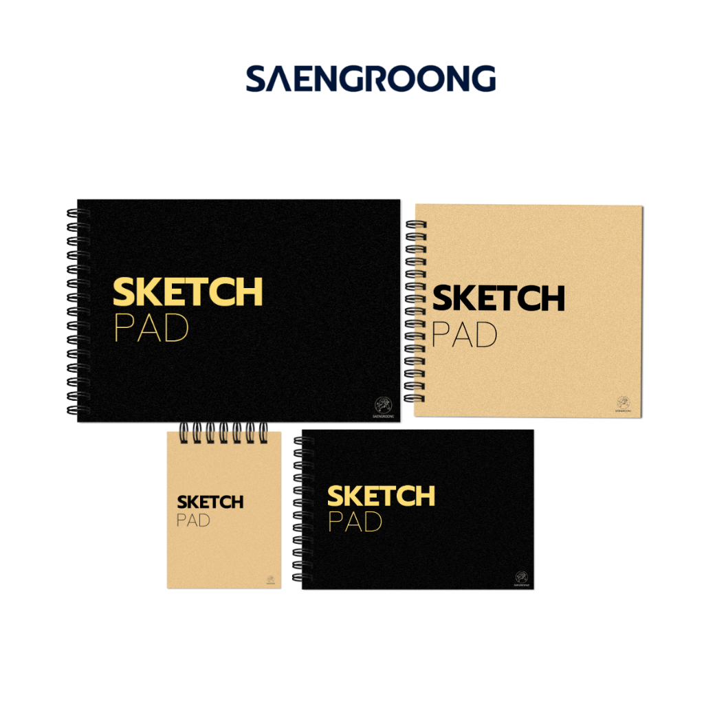 Saengroong สมุดวาดภาพ สมุดสเก็ตซ์ภาพ สมุดเขียนแบบ (ขนาด จตุรัส, A4, A5, A6 ) 50แผ่น/เล่ม
