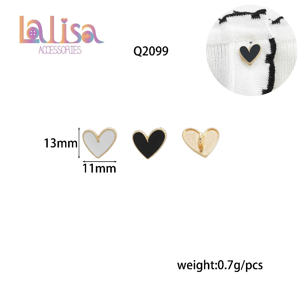 กระดุมโลหะรูปทรงหัวใจสไตล์เกาหลีสุดน่ารัก Alloy button Q2099