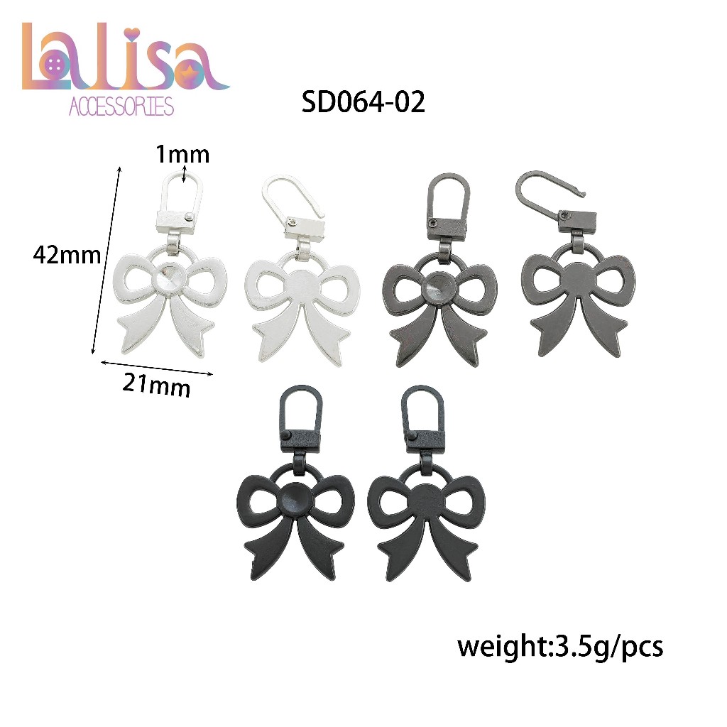 หัวซิปแบบถอดเปลี่ยนได้รูปแบบโบว์สุดน่ารัก zipper puller SD064-02