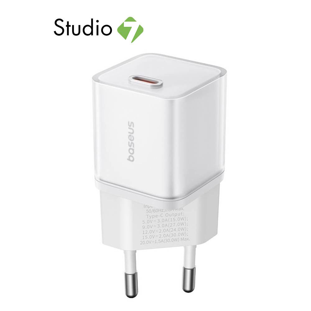 อะแดปเตอร์ Baseus Wall USB Charger 1 USB-C (PD30W) GaN5S White (TISI) by Studio7