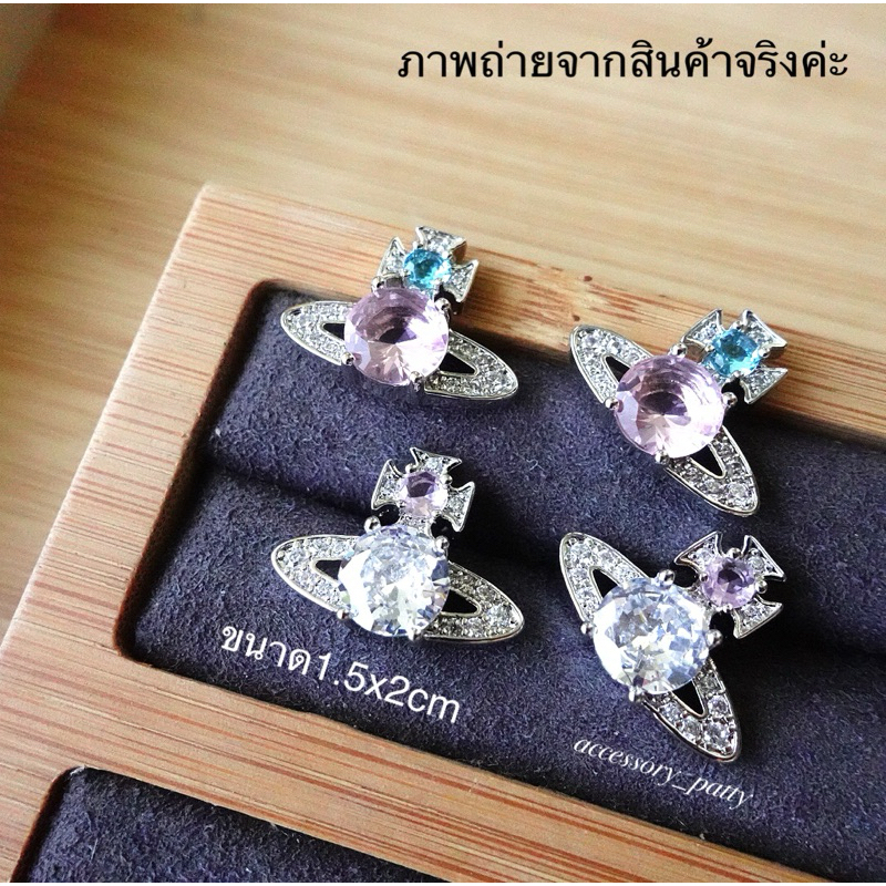 💗ต่างหูก้านเงินเพชรCz รุ่นVi06 ขนาด1.5x2cm มี2สีให้เลือกค่ะ งานสวยตรงปกค่ะ ✨