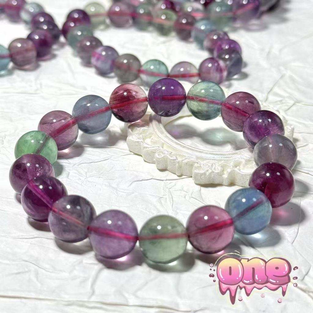【ขายขาดทุน】 หินฟลูออไรท์ Fluorite กำไลหินนำโชค สวยใส น่าเก็บ น่าสะสม หินฟลูออไรท์ กำไลหิน