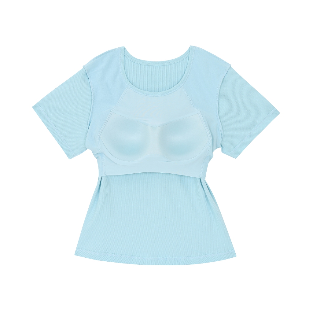 Wacoal เสื้อยืดเสริมบรา Bra Top รุ่น WH4A07 สีฟ้า (SX) — صورة 7