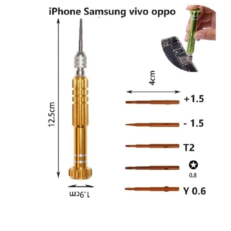ไขควงเปลี่ยนแบต เปลี่ยนจอ อุปกรณ์ เครื่องมือ 5 in 1 0.6Y Tri-Point หัว3แฉก(ส่งคละสี)