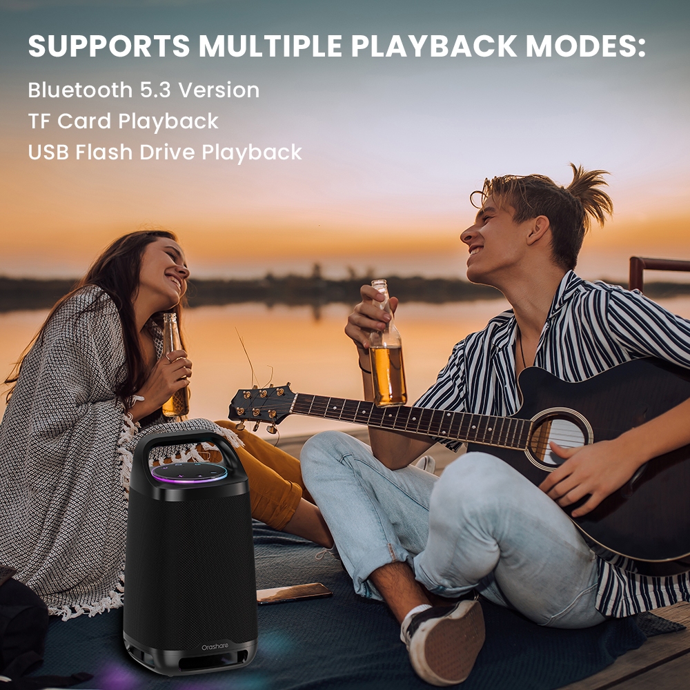 Orashare BS21 PartyBox ลำโพงบลูทูธพร้อมไฟ RGB เสียงทรงพลัง 80W ลำโพงปาร์ตี้ขนาดใหญ่5000mAhเล่นเพลงได้ ​​8 ชั่วโมง​​