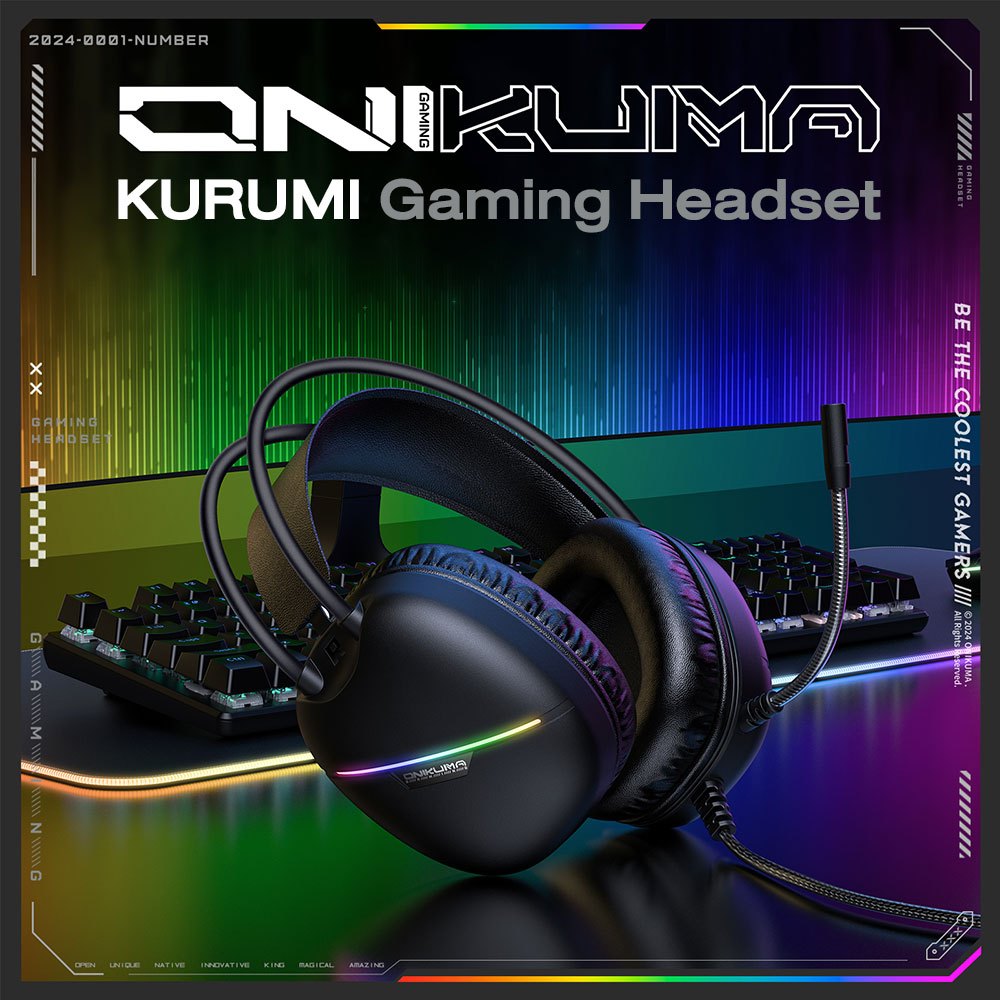 Onikuma Kurumi 7.1 Virtual Surround Gaming Headset หูฟังแบบมีสาย ไดร์เวอร์ 50 มม. ระบบเสียงจำลอง 7.1