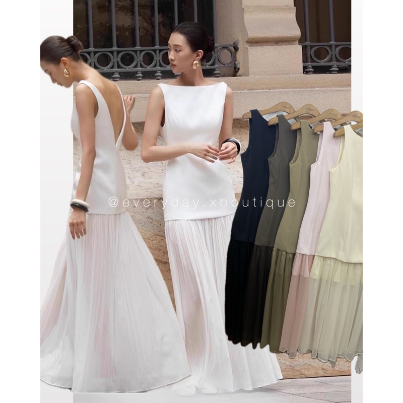 🥂NEW ARRIVAL 🥂9951 CHIFFON MAXI DRESS STUDIOX2 (690฿) เดรสหรูออกงาน เสื้อคอปาดหน้า คอวีหลัง ชายชีฟอง