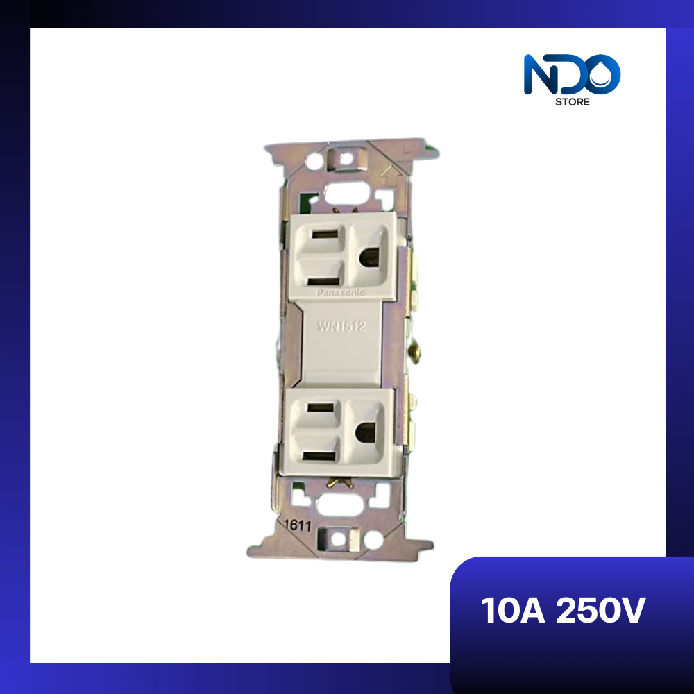 Panasonic WN 1512-7 ป็นเต้ารับคู่ (Duplex Receptacle) แบบมีสายดิน 3 ขา รองรับกระแสไฟฟ้า 10A 250V