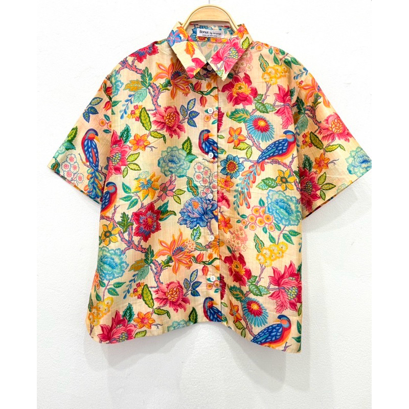 เสื้อคอปกเชิ้ตแขนสั้นแขนในตัว ผ้าไหมอินเดีย รูปที่ 5