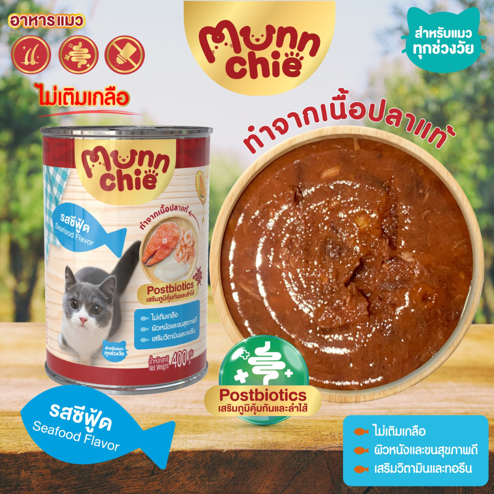 4กระป๋อง100✅ Munnchie (มันชี่) อาหารเปียกแมวกระป๋อง ไม่เติมเกลือ คุณภาพดี ราคาคุ้มค่า สำหรับแมวทุกช่วงวัย 400g. - รูปที่ 2