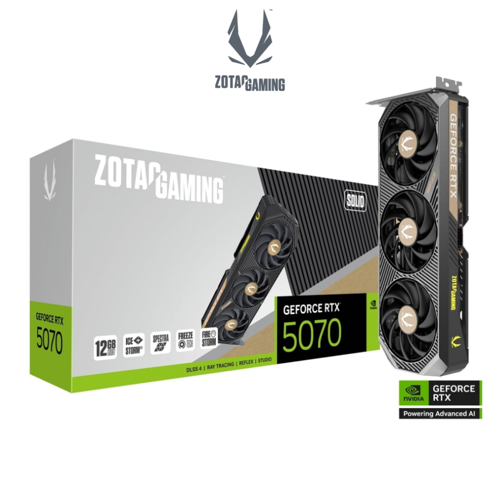 VGA การ์ดจอ ZOTAC GAMING GEFORCE RTX 5070 SOLID 12GB GDDR7