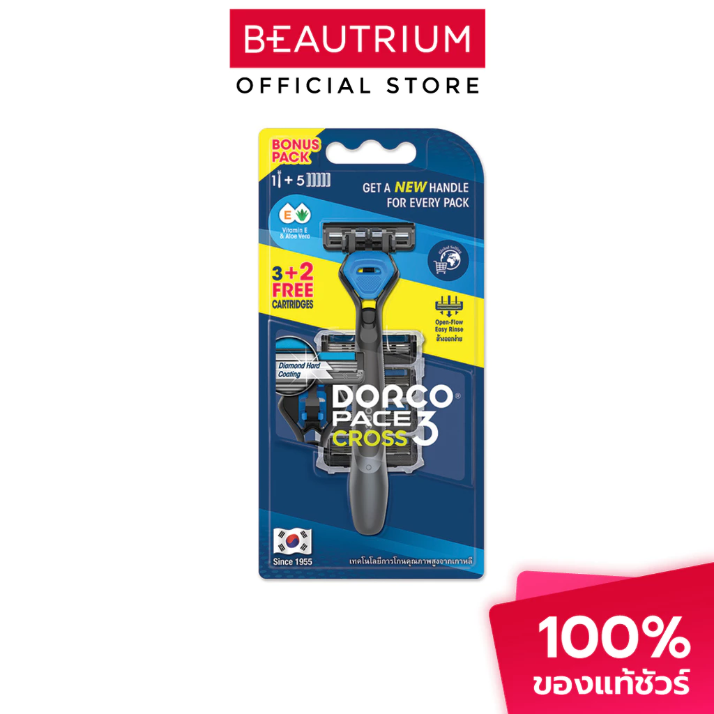 DORCO System Razor Cross 3blades with 3cartridges มีดโกน 1pcs