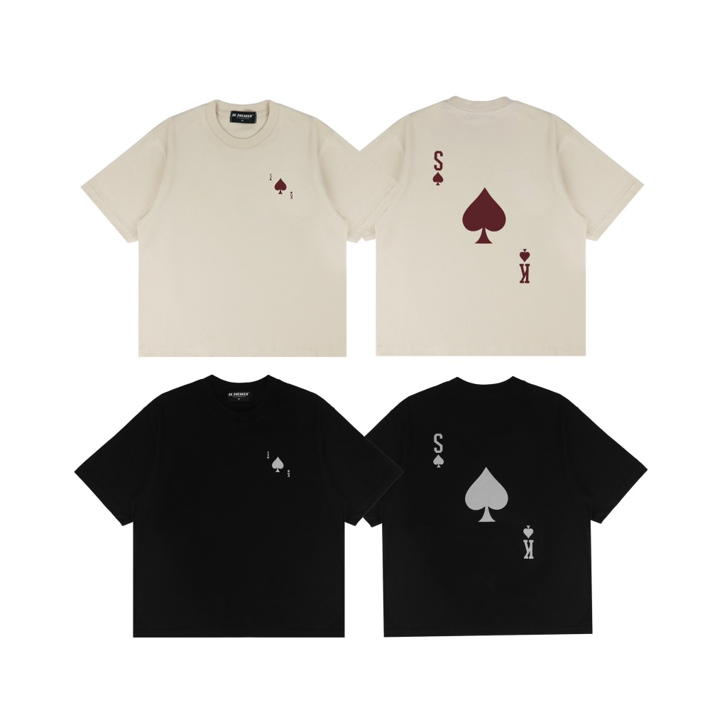 SK SNEAKER LUCKY CARD OAT & BLACK BOXY TEE