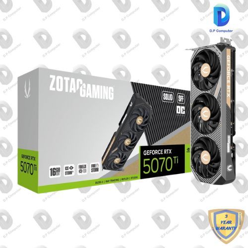 การ์ดจอ ZOTAC GEFORCE RTX 5070 TI GAMING SOLID OC SFF - 16GB GDDR7 สินค้าใหม่ รับประกัน 3 ปี