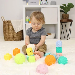 Infantino : Super Soft Stackables Activity Playset - เซตของเล่นซิลิโคนเสริมพัฒนาการ BPA free