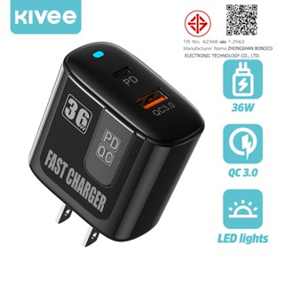 KIVEE Fast Charger หัวชาร์จเร็ว 36W หัวชาร์จ PD3.0 QC4.0 Ada…