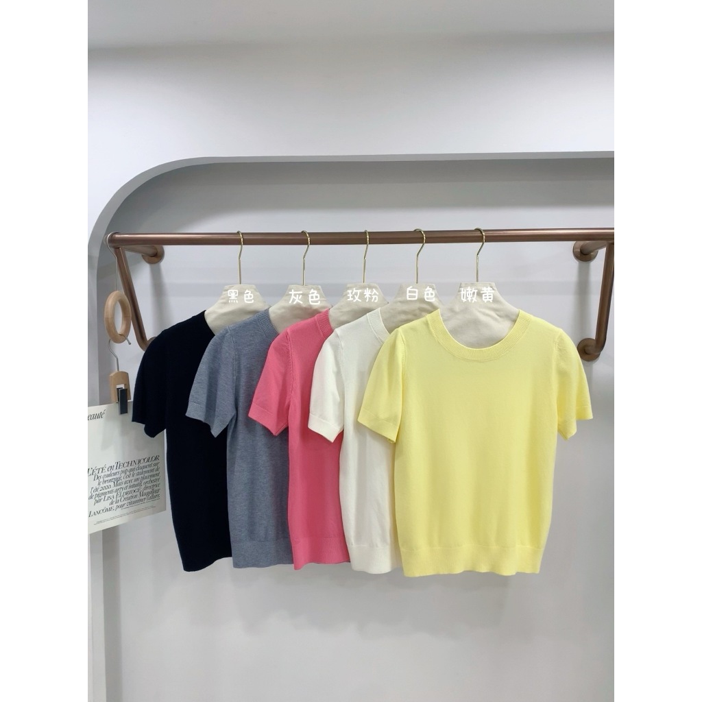 ไหมพรมช้อป จัดส่งรวดเร็ว เสื้อยืดแขนสั้น เอวจั๊ม ผ้านิ่ม ไม่อึดอัด อกได้ถึง 44 นิ้ว ฟรีไซส์ - รูปที่ 5