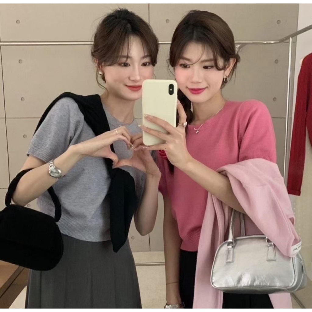 ไหมพรมช้อป จัดส่งรวดเร็ว เสื้อยืดแขนสั้น เอวจั๊ม ผ้านิ่ม ไม่อึดอัด อกได้ถึง 44 นิ้ว ฟรีไซส์