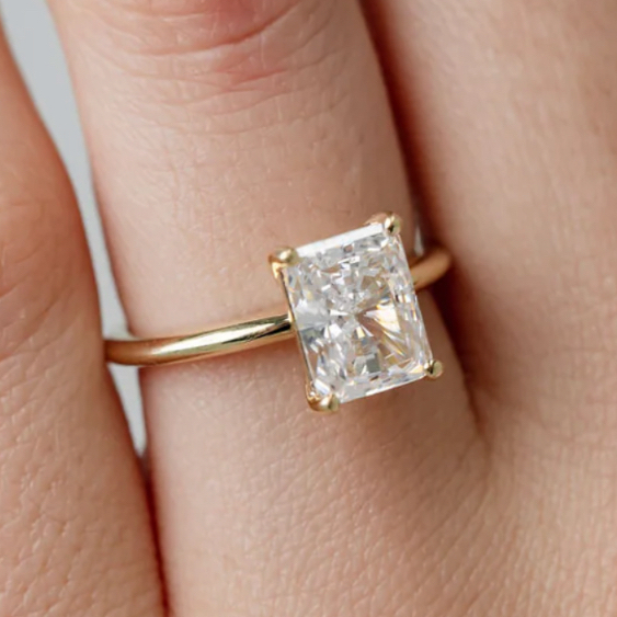 แหวนเพชรชู 2 ct D VS1 Radiant Lab Diamond Solitaire Ring - IGI Certified (White Gold 9K)