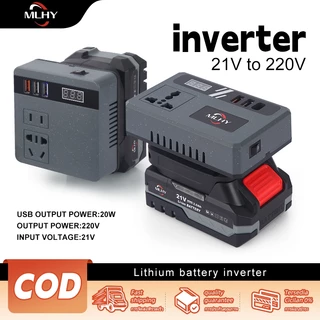 MLHY อินเวอร์เตอร์ คลื่นไซน์บริสุทธิ์ เครื่องแปลงไฟ 3USB อินเวอร์เตอร์เพียวซายเวฟ หม้อแปลงไฟ 21V to 220V inverter