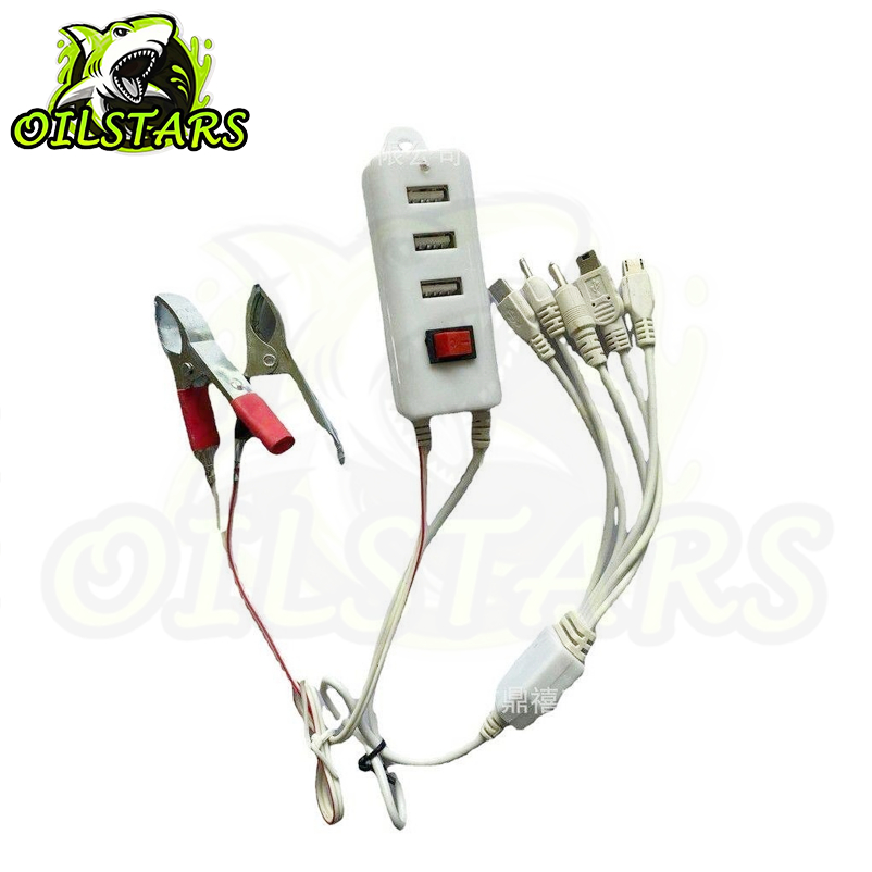 สายชาร์จหลายฟังก์ชัน สายชาจเเอนดรอย ที่คีบแบตเตอรี 12v DC 6IN1 รองรับการชาร์จแบตเตอรี่ทั้งของมอเตอร์