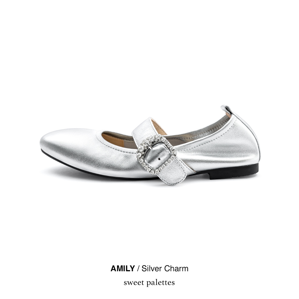 Sweet Palettes รองเท้าหนังแกะ Amily Silver Charm