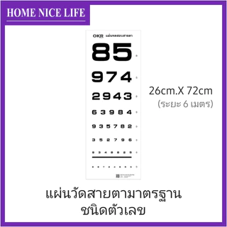 แผ่นวัดสายตามาตรฐาน ชนิดตัวเลข ระยะ 6 เมตร