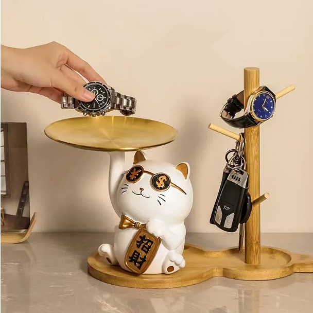 (ส่งจากไท) ตกแต่งบ้าน ถาดแมวโชคดี กุญแจตกแต่ง ทางเข้าห้องนั่งเล่น ทางเข้าตู้ไวน์ ตกแต่งบ้าน ของขวัญ - รูปที่ 6