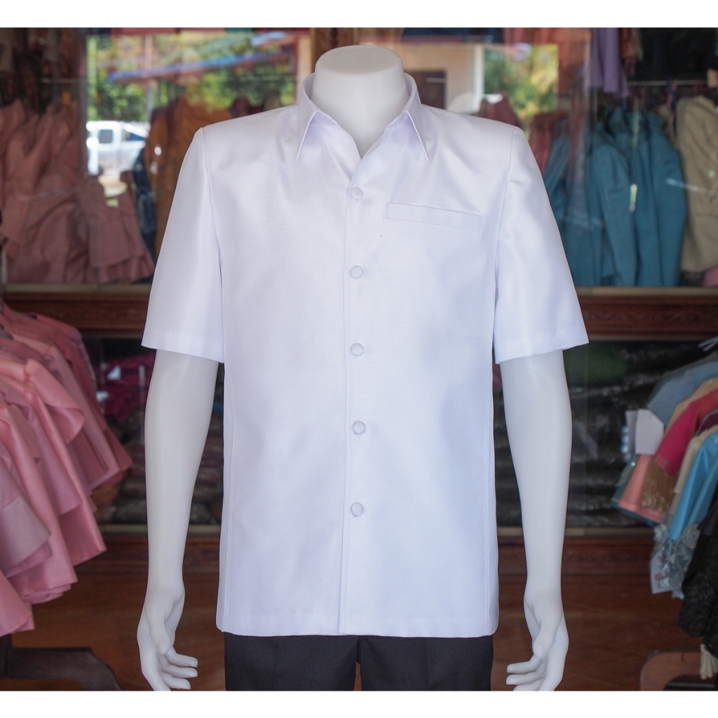 เสื้อสูทไหมแพรทอง สีขาวโอโม่