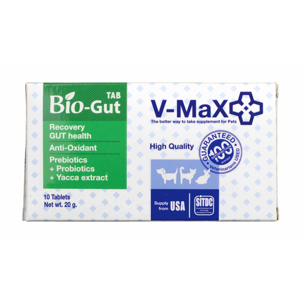 V-max Bio Gut อาหารเสริมช่วยระบบทางเดินอาหาร ช่วยแก้ปัญหาท้องเสีย บรรจุ 10 เม็ด V max biogut