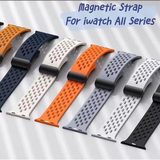 🇹🇭ส่งจากไทย สายซิลิโคนแม่เหล็ก สำหรับ iWatch ทุก series ขนาด 38/40/41/42 & 42/44/45/49/46 mm สำหรับแอปเปิ้ลวอช