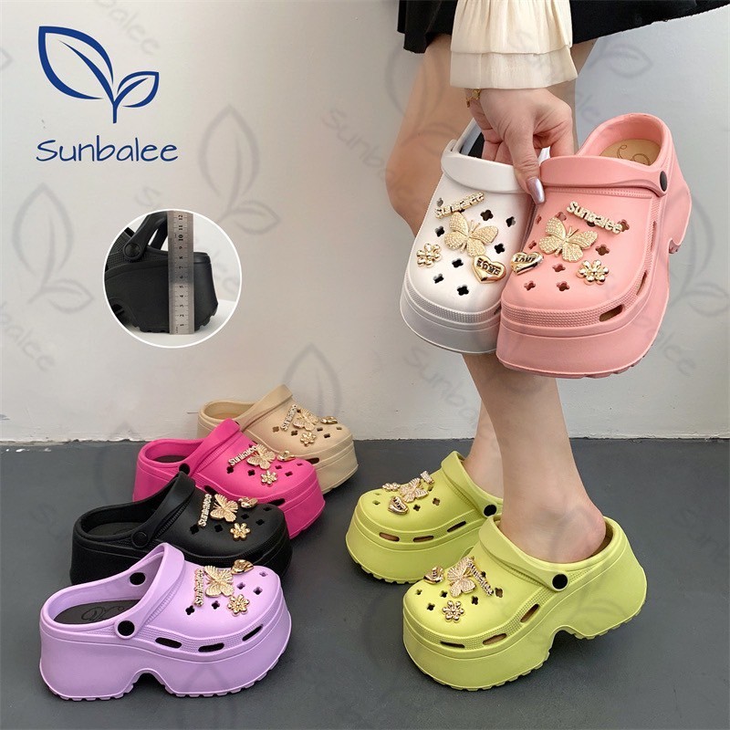 SHO-E-8899🌵รองเท้าหัวโต แฟชั่นสไตล์เกาหลี สูง 8 cm. ส้นตึก สีพาสเทลน่ารัก แถมฟรีตัวติดน่ารัก พื้นนิ่มใส่สบายมาก🌵