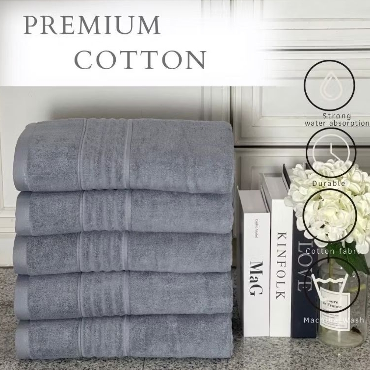 ผ้าเช็ดตัว เกรดพรีเมี่ยมทอเส้นด้ายคู่ ขนนุ่มฟูเนื้อเรียบเนียน cotton100%
