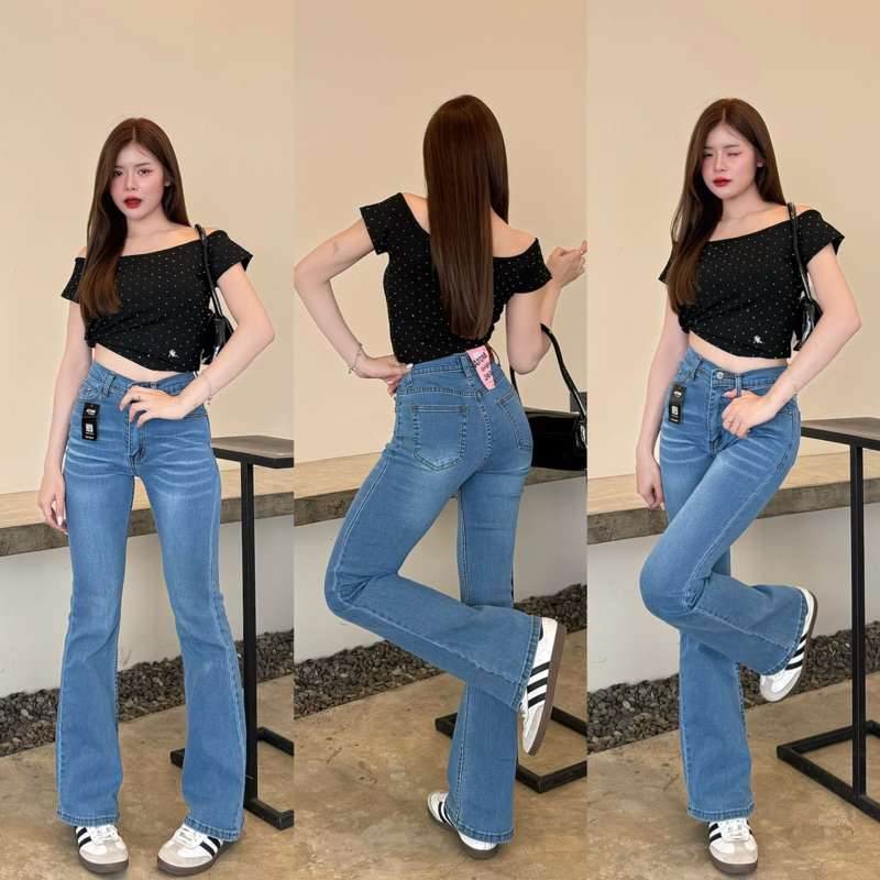 (S-38) กางเกงยีนส์ทรงขาม้า ผ้ายืด สวยมาก Atom jeans (6700)